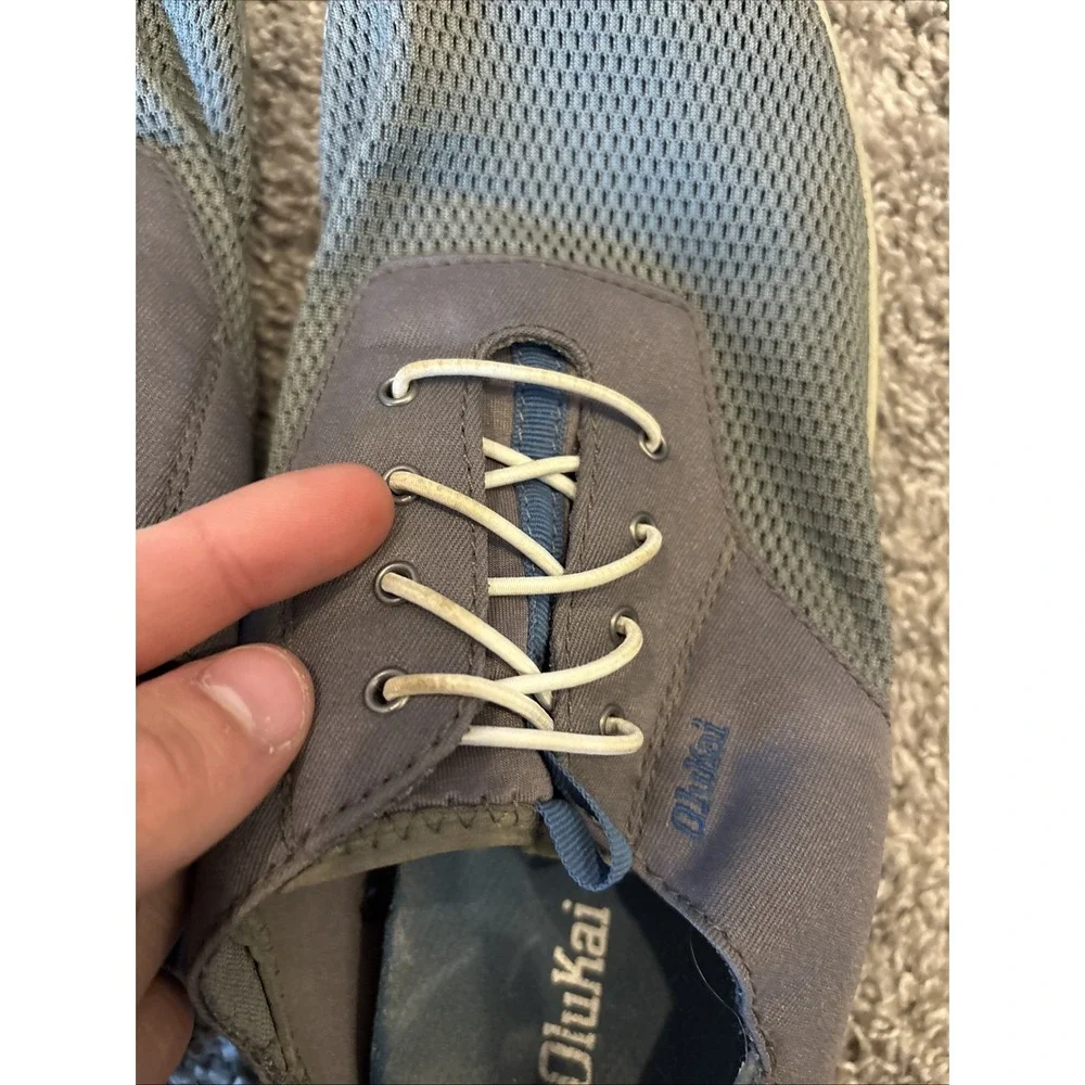 OluKai Nohea Moku Men’s 10.5 Gray Mesh Comfort Sneaker Casual Shoe Beach Sneaker